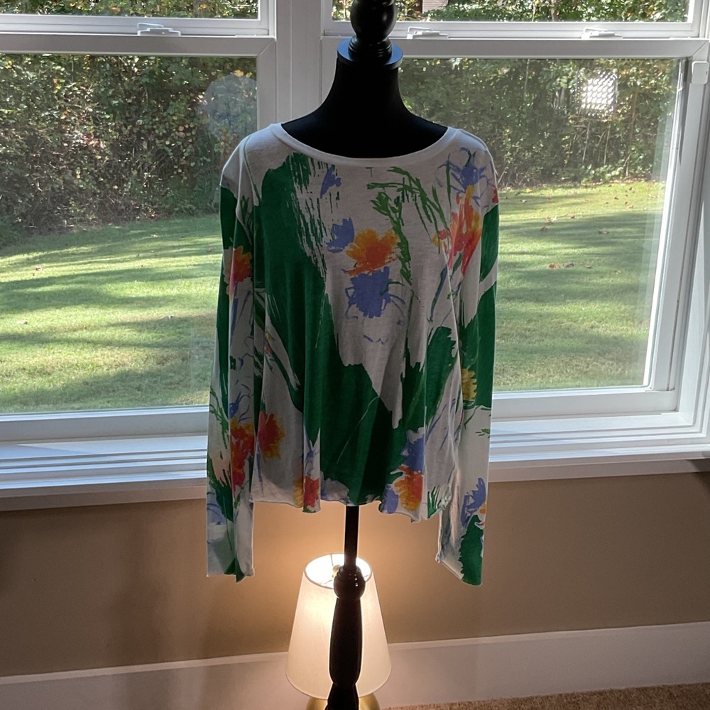 Anthropologie Green Floral Blouse